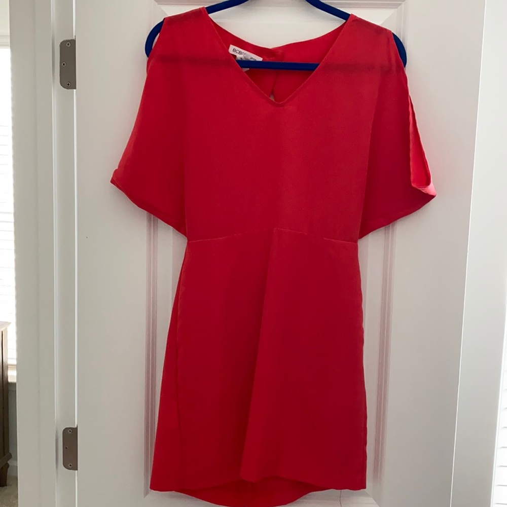 Rich Coral color cocktail dress by BCBG Generation